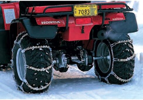 OakTen Set of 2 ATV/UTV Tire Chains with Tensioners - Durable 4-Link Ladder Design with V-Bar for Superior Traction in Snow, Mud, and Ice - Fits Tire Sizes 24x8x11 24x8x12 24x9x12 25x8x12 in Saudi Arabia