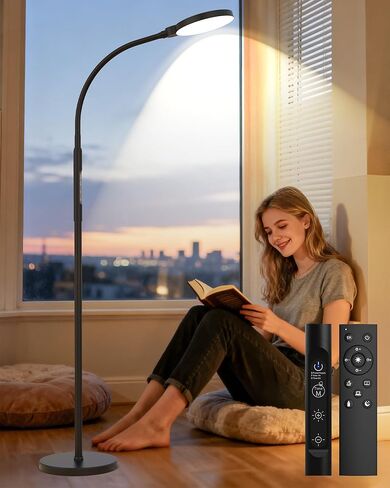 Light Therapy Lamp 11000 Lux, Full Spectrum LED UV-Free Sunlight Lamp with 10 Adjustable Brightness & 5 Color Temperatures, 3 in 1 Retractable Timer Control Therapy Floor Lamp, White in Saudi Arabia