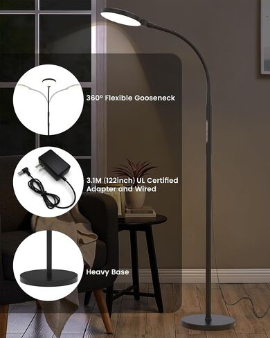 Light Therapy Lamp 11000 Lux, Full Spectrum LED UV-Free Sunlight Lamp with 10 Adjustable Brightness & 5 Color Temperatures, 3 in 1 Retractable Timer Control Therapy Floor Lamp, White in Saudi Arabia