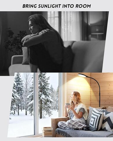 Light Therapy Lamp 11000 Lux, Full Spectrum LED UV-Free Sunlight Lamp with 10 Adjustable Brightness & 5 Color Temperatures, 3 in 1 Retractable Timer Control Therapy Floor Lamp, White in Saudi Arabia