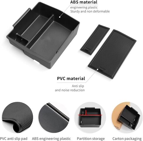 مربع تخزين مسند ذراع Luckeasy لـ Subaru Forester 2025 Center Console Organizer Tray ABS+PVC ملحقات داخلية مقاومة للماء أسود in Saudi Arabia