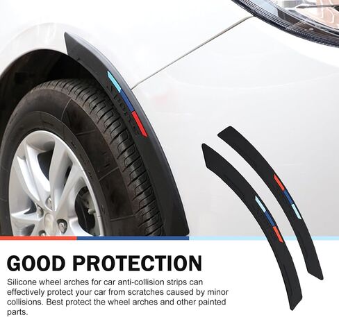 2-Pack Silicone Wheel Arch Protectors, Self-Adhesive Wheel Tires Eyebrow Strip, Fender Flare Trim Strips, Sporty Eyebrow Style Mudguard Decoration, Universal Fit for Cars (Black) in Saudi Arabia