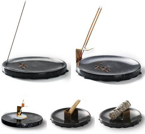 7.1-Inch Marble Incense Holder, Long Incense Holder for Sticks, Large Incense Sticks Holder for Meditation Yoga SPA, Incense Burne for Palo Santo/Sage/Cone/(Grey and White) in Saudi Arabia