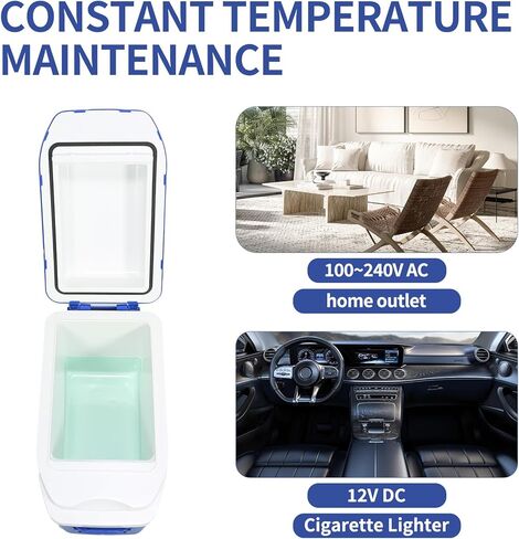 Iceblue 7L/9Can Blue Mini Fridge for Bedroom, 12V Car Charger & AC Plug Dual-use Small Refrigerator, Portable & Compact Electric Cooler for Dorm, Picnic, Travel in Kuwait