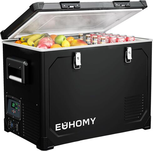 euhomy 12 فولت ثلاجة ، 48QT مبرد كهربائي مدعوم من SECOP ، ثلاجة السيارة -4 ℉ ~ 68 ℉ ، 12 فولت ثلاجة 12/24V DC 110-240V AC ، فريزر محمول للتخييم ، السفر ، القارب in Kuwait