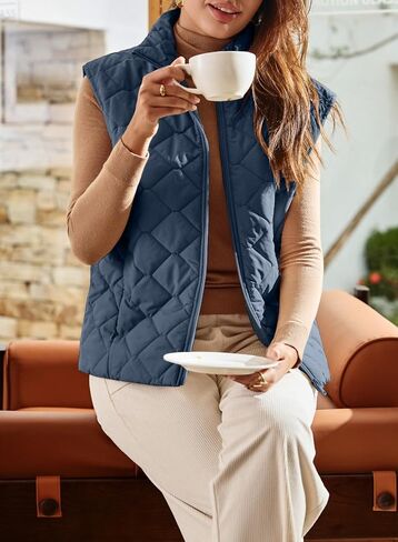 EVALESS Puffer Vest Women Fall Winter Coats 2025 Lightweight Stand Collar Vest Trendy Sleeveless Zip Up Quilted Jackets in Saudi Arabia