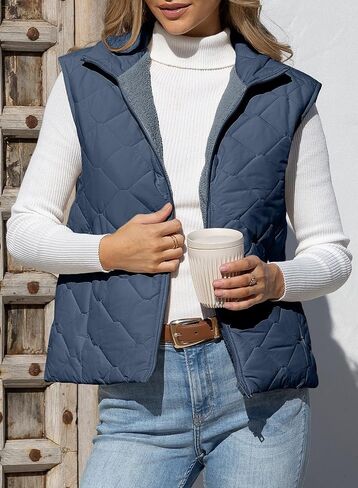 EVALESS Puffer Vest Women Fall Winter Coats 2025 Lightweight Stand Collar Vest Trendy Sleeveless Zip Up Quilted Jackets in Saudi Arabia
