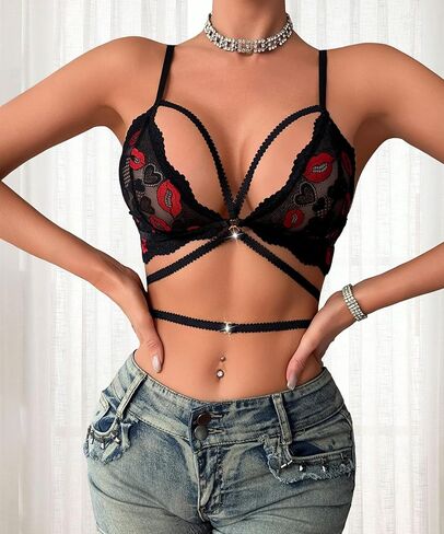 Murimia Lace Bralettes for Women Sexy Triangle Bralette Wireless Minimizer Bra Lingerie in Kuwait