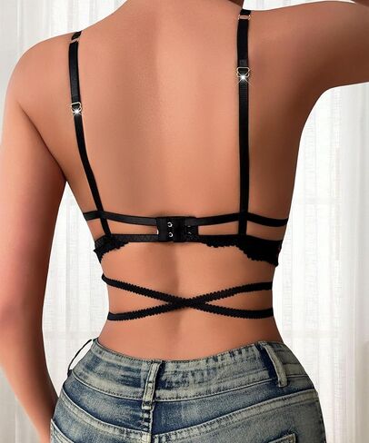 Murimia Lace Bralettes for Women Sexy Triangle Bralette Wireless Minimizer Bra Lingerie in Kuwait