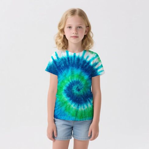 TIE صبغ TISER T-Shirt for Boys Girls-Crewneck Short Sleeve Lightweight Tee ، Top Summer Top Fail Ages 6-16 in Kuwait