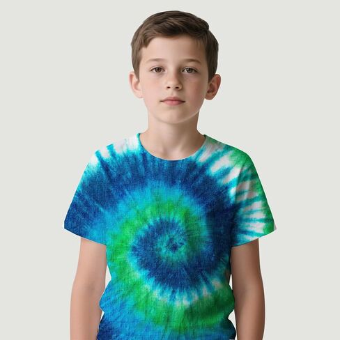 TIE صبغ TISER T-Shirt for Boys Girls-Crewneck Short Sleeve Lightweight Tee ، Top Summer Top Fail Ages 6-16 in Kuwait