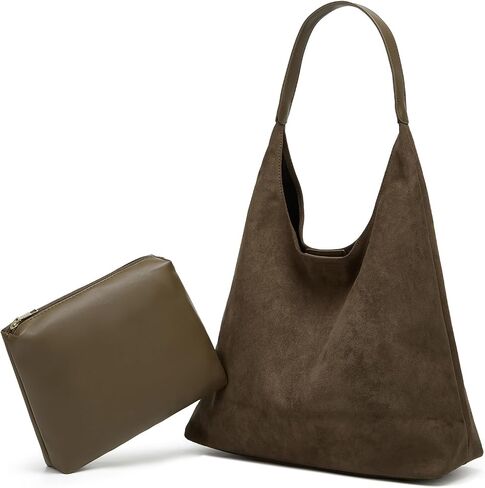 2 Pcs Slouchy Hobo Bags Women Suede Crescent Satchels Shoulder Bag Crossbody Purse Top-handle College Tote Handbag 2025 in Saudi Arabia