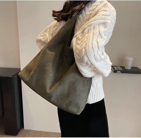 2 Pcs Slouchy Hobo Bags Women Suede Crescent Satchels Shoulder Bag Crossbody Purse Top-handle College Tote Handbag 2025 in Saudi Arabia