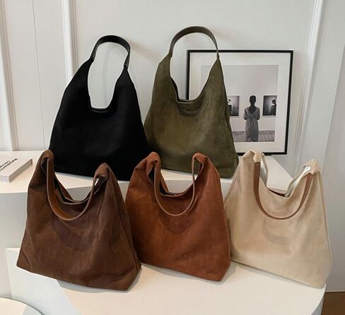 2 Pcs Slouchy Hobo Bags Women Suede Crescent Satchels Shoulder Bag Crossbody Purse Top-handle College Tote Handbag 2025 in Saudi Arabia