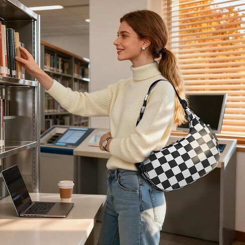 Fodoko Checkered Chection Counter Bag Women Women's Hobo Handbags Nylon Small Tote Bag in Kuwait