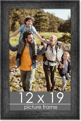 Poster Palooza 12x19 Contemporary Black Wood Picture Frame - UV Acrylic, Foam Board Backing, & Hanging Hardware Included! in Kuwait