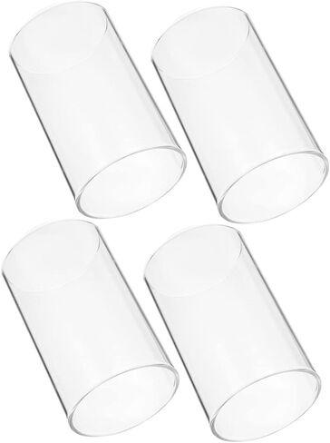 BESTYASH 4Pcs Cylinder Candle Glass Shades Transparent Covers for Home Decor Wedding Centerpieces DIY Floral Arrangements High Borosilicate Glass Windproof Design in Kuwait