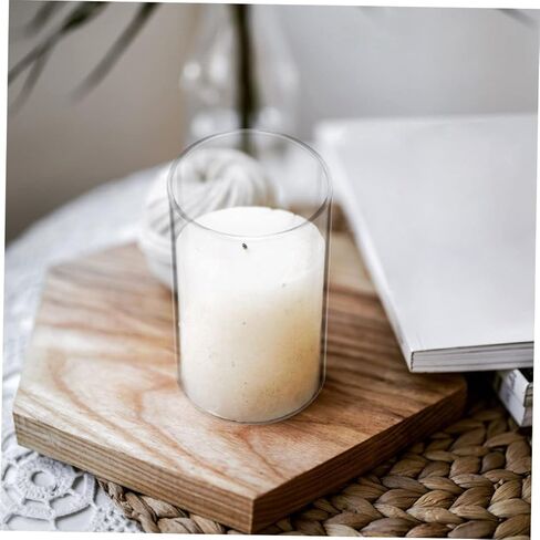 BESTYASH 4Pcs Cylinder Candle Glass Shades Transparent Covers for Home Decor Wedding Centerpieces DIY Floral Arrangements High Borosilicate Glass Windproof Design in Kuwait