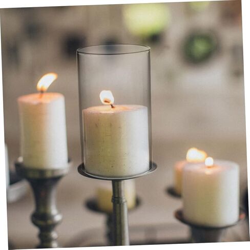 BESTYASH 4Pcs Cylinder Candle Glass Shades Transparent Covers for Home Decor Wedding Centerpieces DIY Floral Arrangements High Borosilicate Glass Windproof Design in Kuwait