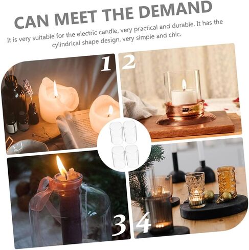 BESTYASH 4Pcs Cylinder Candle Glass Shades Transparent Covers for Home Decor Wedding Centerpieces DIY Floral Arrangements High Borosilicate Glass Windproof Design in Kuwait