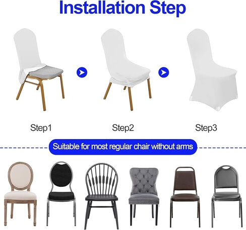 EMART White Chair Covers 10 Pcs Spandex Stretch Universal Standard Seat Slipcovers Fitted for Wedding Bulk, Party, Banquet and Holidays Celebration in Saudi Arabia