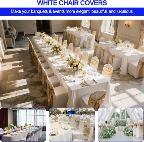 EMART White Chair Covers 10 Pcs Spandex Stretch Universal Standard Seat Slipcovers Fitted for Wedding Bulk, Party, Banquet and Holidays Celebration in Saudi Arabia
