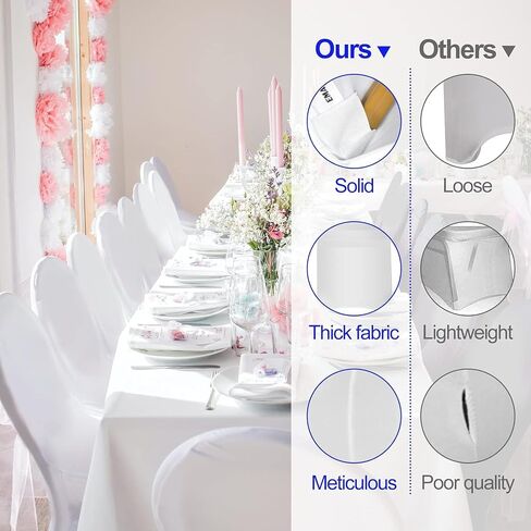 EMART White Chair Covers 10 Pcs Spandex Stretch Universal Standard Seat Slipcovers Fitted for Wedding Bulk, Party, Banquet and Holidays Celebration in Saudi Arabia