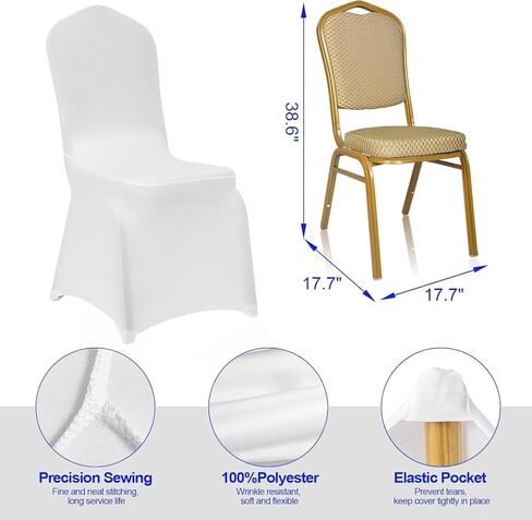 EMART White Chair Covers 10 Pcs Spandex Stretch Universal Standard Seat Slipcovers Fitted for Wedding Bulk, Party, Banquet and Holidays Celebration in Saudi Arabia
