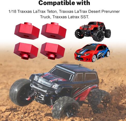 محاور سداسية لعجلات الألومنيوم المعدنية من Hobbyfire، 4 عبوات ترقيات لـ 1/18 Traxxas LaTrax Teton Desert Prerunner SST، استبدال الأجزاء 7669 (أزرق) in Kuwait