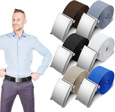 6Pack Golf Nylon Web Belts for Men ، أحزمة الويب للرجال مع مشبك معدني ، 55 "نايلون صلبة قابلة للتعديل بدون ثقوب حزام غولف للحزام في الهواء الطلق حزام المشي لمسافات طويلة 6 in Kuwait