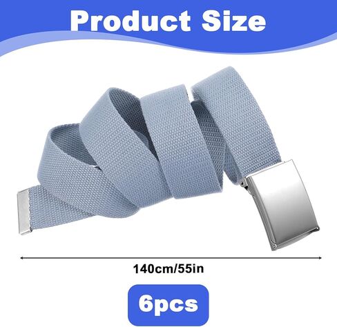 6Pack Golf Nylon Web Belts for Men ، أحزمة الويب للرجال مع مشبك معدني ، 55 "نايلون صلبة قابلة للتعديل بدون ثقوب حزام غولف للحزام في الهواء الطلق حزام المشي لمسافات طويلة 6 in Kuwait