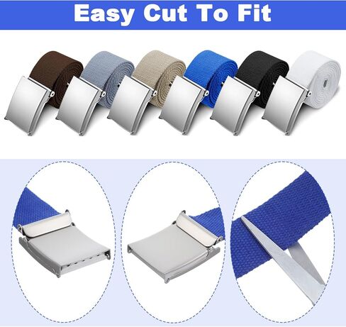 6Pack Golf Nylon Web Belts for Men ، أحزمة الويب للرجال مع مشبك معدني ، 55 "نايلون صلبة قابلة للتعديل بدون ثقوب حزام غولف للحزام في الهواء الطلق حزام المشي لمسافات طويلة 6 in Kuwait