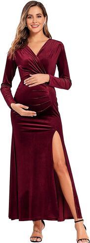 Babalet Maternity Party Dress Long Sleeve Velvet Formal Dresses for Women in Kuwait