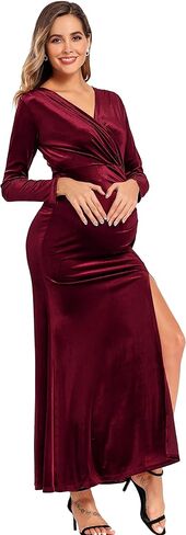 Babalet Maternity Party Dress Long Sleeve Velvet Formal Dresses for Women in Kuwait