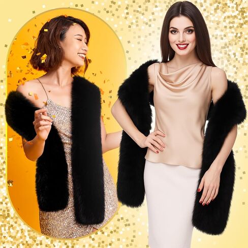 Geyoga 3 PCS Long Women's Faux Fur Fur -Clar و Wrap Pearl و Rhinestone الزفاف دبابيس بروش للنساء حفل زفاف الزفاف الحرف in Saudi Arabia