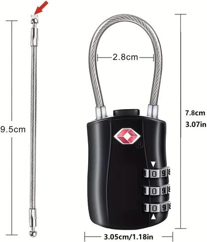 2pcs TSA-Approved Luggage Combination Locks, High Security Zinc Alloy Padlocks with 1.000 Possible Codes for Suitcases,Lockers, Bikes -Easy-to-Use & Durable with Flexible Steel Cable & Individuals in Saudi Arabia