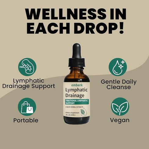 Lymphatic Drainage Drops, 2000mg Herbal Blend with Elderberry & Echinacea Dandelion，– Supports Lymphatic Drainage, Immune System & Detox 2 fl oz (1pcs) in Saudi Arabia