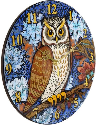 Owl. William Morris Round Wooden Wall Clock 11.4"" (29 cm), 441730 in Saudi Arabia