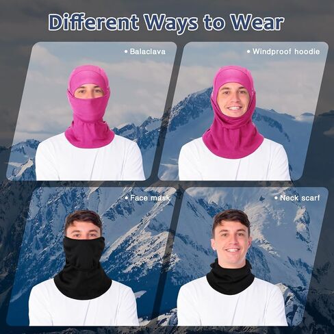 Eurzom 3 PCS Winter Balaclava للرجال ، قناع للوجه التزلج على الجليد مع قناع وشاح حراري مضاد للرياح in Saudi Arabia