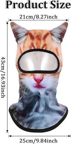 3D Cat Ski Balaclava Sheisty Face Mask with Ears, Cute Windproof Animal Cover for Skiing Cycling Parties Music Festivals Raves Halloween Party Outdoor Activities in Kuwait