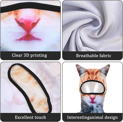 3D Cat Ski Balaclava Sheisty Face Mask with Ears, Cute Windproof Animal Cover for Skiing Cycling Parties Music Festivals Raves Halloween Party Outdoor Activities in Kuwait