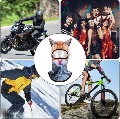3D Cat Ski Balaclava Sheisty Face Mask with Ears, Cute Windproof Animal Cover for Skiing Cycling Parties Music Festivals Raves Halloween Party Outdoor Activities in Kuwait