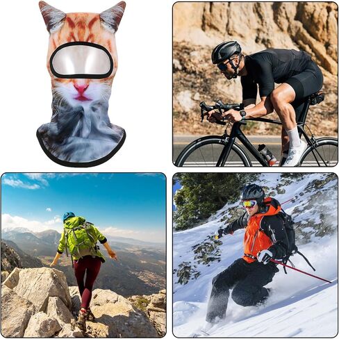 3D Cat Ski Balaclava Sheisty Face Mask with Ears, Cute Windproof Animal Cover for Skiing Cycling Parties Music Festivals Raves Halloween Party Outdoor Activities in Kuwait