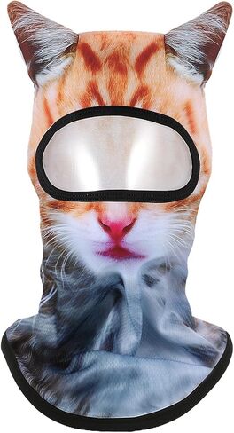 3D Cat Ski Balaclava Sheisty Face Mask with Ears, Cute Windproof Animal Cover for Skiing Cycling Parties Music Festivals Raves Halloween Party Outdoor Activities in Kuwait
