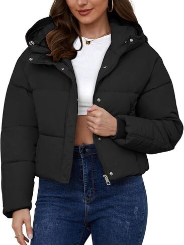 Arssm Womens Hooded Quilted Puffer Jacket Winter Warm Padded Coats Long Sleeve Puffy Bubble Coat with Hood in Saudi Arabia