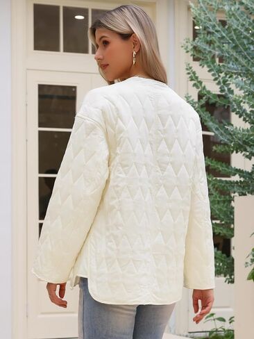 سترة Allegra k Puffer للنساء خفيفة الوزن زر أسفل الأكمام الطويلة Snap Snap Ceanted Coats Coats in Saudi Arabia