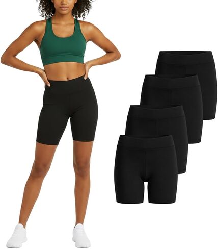 Cotton Biker Shorts for Women 4Pack,5" Womens High Waisted Tummy Control Stretch Leggings Shorts in Kuwait