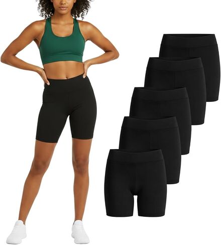 Cotton Biker Shorts Women 5Pack,5" High Waisted Cycling Shorts for Women Tummy Control Yoga Shorts in Kuwait