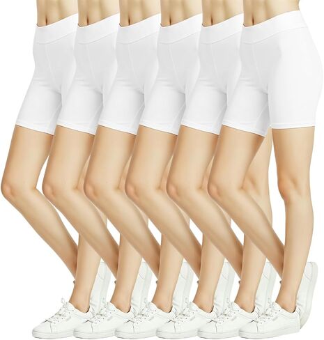 Cotton Biker Shorts Women Pack, 5" Yoga Shorts, Tummy Control Compression Athletic Leggings Shorts in Kuwait