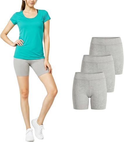 شورتات راكب الدراجة النارية للقطن النسائية 3Pack ، شورتات دراجة مسطحة للسيدات 5 بوصة in Kuwait